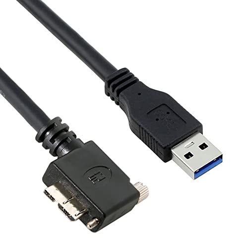 CY Kabel Micro USB 3.0 Single Screw Locking to USB 3.0 Data 5Gbps Power Cable 90 Degree right Angled Type for VR Industrial Camera Computer (3.0m) von CY