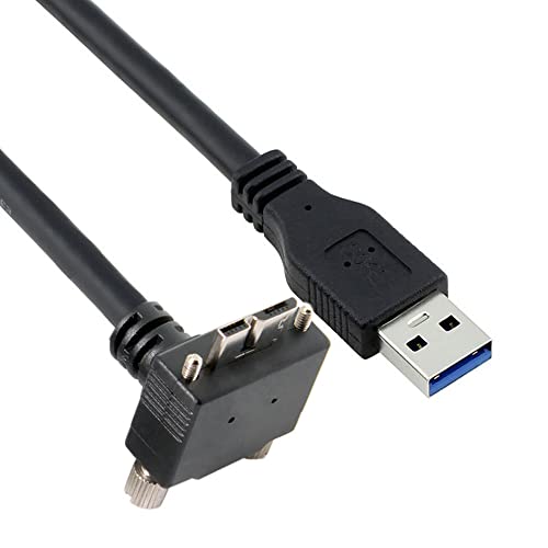 CY-Kabel Micro USB3.0 Doppelschrauben Verriegelung an USB3.0 Daten 5Gbps Stromkabel 90 Grad nach oben abgewinkelte Art für VR Industriekamera Computer (1.2m) von CY