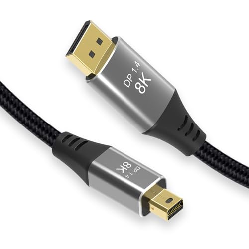 CY Kabel Mini DisplayPort 1.4 Mini-DP auf DP 8K 60Hz 4K 120Hz Kabel Ultra-HD UHD DP 1.4 kompatibel FreeSync Gaming Monitor 4090 7900 (2.0M) von CY