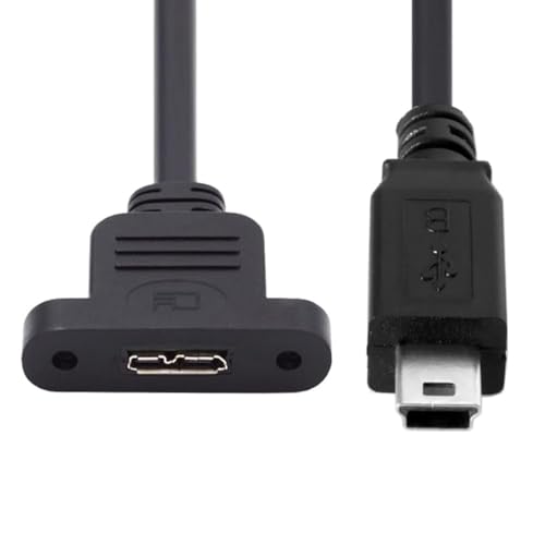 CY Kabel Mini USB 2.0 5-poliger Stecker auf Micro 3.0 Typ-B-Buchse, Schraubbefestigung, Typ Verlängerungskabel, 480 Mbit/s, 50 cm von CY