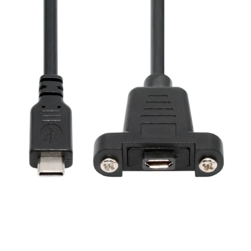 CY Cable USB2.0 Micro 5Pin Buchse auf Typ-C USB-C Stecker Stromkabel 480Mbps Daten mit Panel-Montagelöchern 50cm von CY