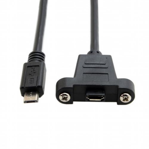 CY Kabel USB 2.0 Micro 5-poliger Stecker auf 5-polige Buchse, Stromkabel, 480 Mbit/s, Daten mit Panel-Montagelöchern, 50 cm von CY