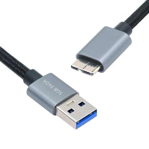 CY Kabel USB 3.0 Typ A Stecker auf Micro 3.0 B Stecker Silber 5 Gbps für Disk SSD Kamera Daten 30 cm von CY