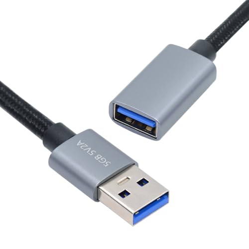 CY Kabel USB 3.0 Typ A Stecker auf USB 3.0 A Buchse Verlängerung Silber 5Gbps für Disk SSD Kamera Daten 30cm von CY