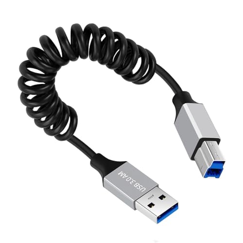 CY-Kabel USB 3.0 Typ-A Stecker auf USB 3.0 Typ-B Stecker Stretch-Spiralkabel 100 cm Verlängerung 5 Gbps für Disk-Drucker-Kameradaten von CY