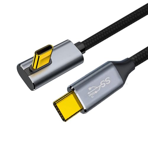 CY Kabel USB-C 100 W Typ-C-Stecker auf Stecker, niedriges Profil, abgewinkelt, 20 V, 5 A, GEN2, 10 Gbit/s, Aufladen für Laptop, Tablet, Handy, 300 cm von CY
