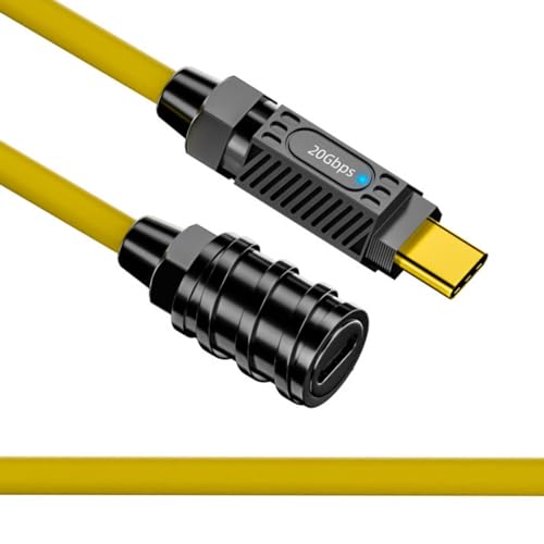 CY-Kabel, ultraweich, hochflexibel, USB-C, USB4, 20 Gbit/s, 140 W, 8K, für Gaming-Tastatur, Maus, Typ-C-Stecker auf Buchse, Verlängerung, Strom und Daten (20 cm) von CY