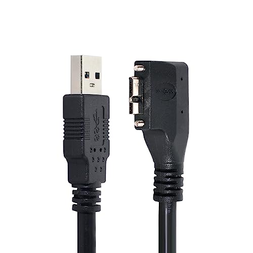 CY Micro USB 3.0 Dual-Schrauben-Verriegelung an USB 3.0 Daten 5 Gbit/s Stromkabel, 90 Grad rechtwinkliger Typ für VR-Industriekamera-Computer (0,5 m) von CY