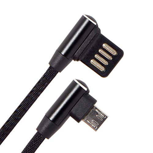 CY Micro-USB-Datenkabel (5-polig auf links rechts abgewinkelt, 90 Grad USB 2.0, mit Sleeve, für Tablet-Handy, 15 cm) von CY