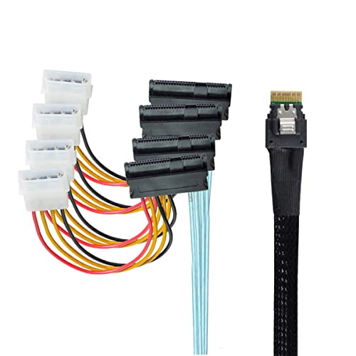 CY Slimline Kabel SAS 4.0 SFF-8654 4i 38pin Host auf 4 SAS 29pin SFF-8482 Target Festplatte Fanout Raid Kabel von CY