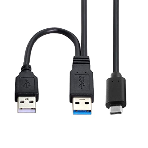 CY Typ-C USB 3.0 Y-Kabel, Dual USB Daten & Power A Stecker auf USB-C Kabel Mit Extra Power für SSD HDD CY Typ-C USB 3.0 Y-Kabel, Dual USB Daten & Power A Stecker auf USB-C Kabel Mit Extra Power für SSD HDD von CY