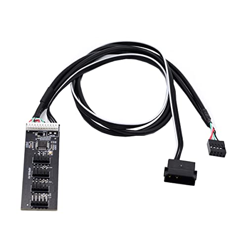 CY USB 2.0 Motherboard-Kabel, 9-polig, 10-polig, USB 2.0, Header 1 auf 4 Buchsen, mit IDE-Strom-Verlängerung, Splitterkabel, HUB, Anschluss, Adapter, Multilier von CY