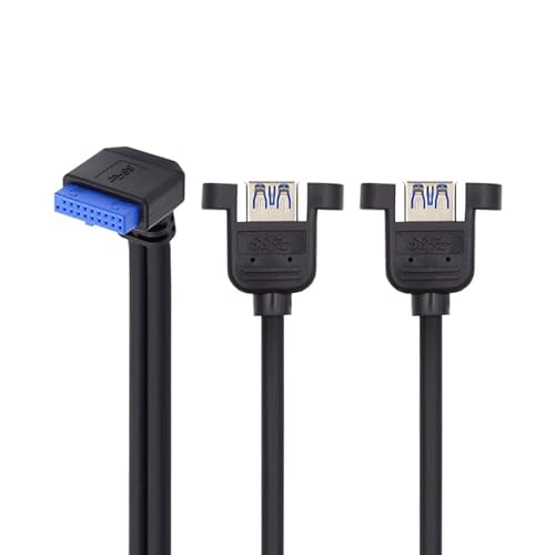 CY USB 3.0 Kabel, Nach unten abgewinkelter 19/20-Pin-Header für USB 3.0-Kabel mit zwei Anschlüssen, weiblich, Schraubmontage, 90 Grad, 5 Gbit/s von CY