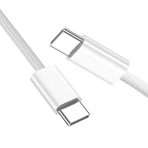 CY USB-C Type C Male to Male PD 27W 65W Power 480Mbps Data Cable White Sleeve for Phone & Tablet & Laptop (Silver Color 0.2m) von CY