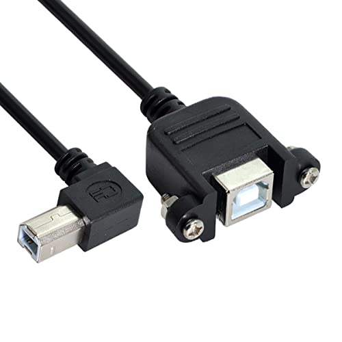 CY USB Typ-B Stecker auf Buchse Verlängerungskabel 50cm links gewinkelt 90 Grad mit Schrauben Panel Mount für Drucker Scanner Disk von CY