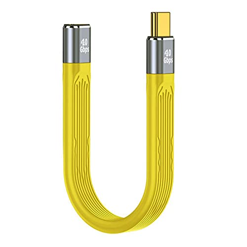 CY USB4-Verlängerungskabel, 13 cm, schmal, flach, Stecker auf F 40 Gbit/s mit 100 W Aufladung und 8 K bei 60 Hz, Gelb von CY
