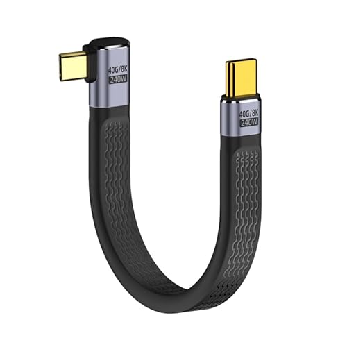 CY USB4.0-Kabel, 240 W Leistung, Typ-C, USB-C-Stecker auf USB4-Stecker, links, rechts abgewinkelt, 40 Gbit/s, 100 W, 8K, flaches, schlankes FPC-Datenkabel, 13 cm von CY
