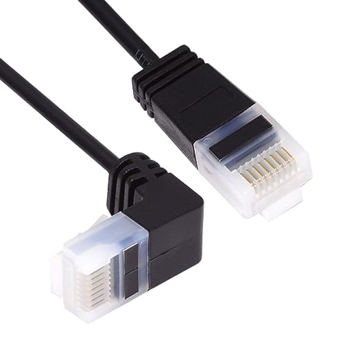 CY Ultradünnes, schlankes Cat6-Ethernet-Kabel, RJ45, nach unten abgewinkeltes UTP-Netzwerkkabel, Patchkabel, 90 Grad, Cat6a LAN für Laptop, Router, TV-Box, 0,5m von CY