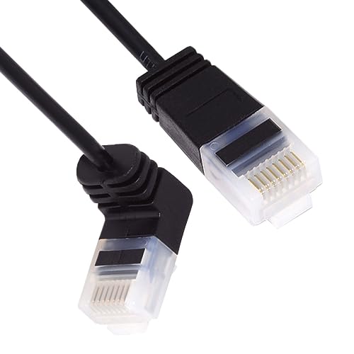 CY Ultraschlankes Cat6-Ethernet-Kabel RJ45 nach oben abgewinkelt zu geradem UTP-Netzwerkkabel Patchkabel 90 Grad Cat6a Lan für Laptop-Router TV BOX von CY