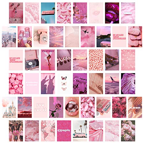 50 Ästhetisches Bild für Wandcollage, Pink Rosy Collage Druck Set, warme Farbe, Raumdekoration für Mädchen, Wandkunstdrucke für Zimmer, Schlafsaal, Foto Display, VSCO Wall Poster für Schlafzimmer von CY2SIDE