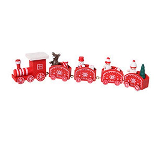 CYA Rote Hölzerne Weihnachts Zug Verzierungs Weihnachts Dekoration für Haus Weihnachtsmann Geschenk Spielzeug Bastelt Tisch Dekoration Weihnachten von CYA