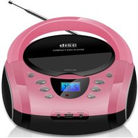 Cyberlux - Boombox Tragbarer CD-Player Kinder Radio CD-Radio Stereoanlage Pink - Pretty Pink von CYBERLUX
