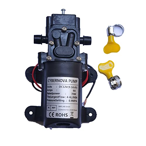 CYBERNOVA DC12V 4-6L / min 131 PSI Hochdruck-Membranpumpe Selbstansaugende Wasserpumpe für Camping/Boot/Garten/Fahrzeug/Caravan Reinigung/Bewässerung von CYBERNOVA