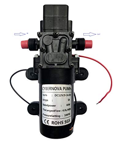 CYBERNOVA Selbstansaugende Pumpe mit Druckschalter, 12 V, 100 PSI, 4,0 l/m, Frischwasser, Membranpumpe mit Druckschalter, für Wohnwagen/Boot/Wohnmobil/Garten/Fahrzeugreinigung/Wohnmobil von CYBERNOVA