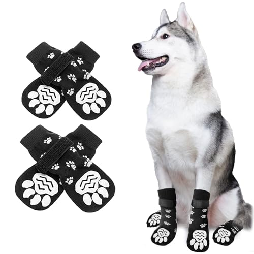 2 Paar Hundesocken Anti Rutsch,Hundesocken, Antirutschsocken Hund, Pfotenschutz Hund,Hundesocken Outdoor, Pfotenschutz Für Hunde, Hundeschuhe,Pfotenschutz, Hunde Schuhe für Innenbereich Hartholzböden von CYBGQP