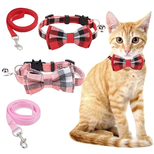 Katzenhalsband, Halsband Katze, Cat Collar, Katzen Halsband, Katzenhalsband Mit Namen, Katzenhalsbänder, Katzen Halsbänder, Katzenhalsband Schleife Für Kleine Haustiere Katzen-Fliege（Rosa） von CYBGQP