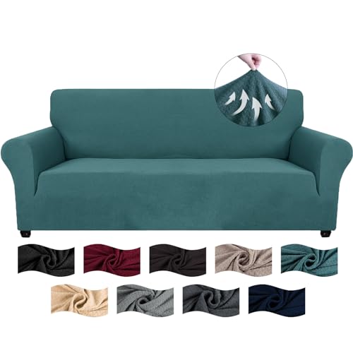 CYCMACO High Stretch Sofa Überzug 3 Sitzer, Sofabezug rutschfest, Couch Bezug Elastischer, Jacquard Sofahusse Mit Armlehnen, Universal Sofa Covers, Couchüberzug Waschbare, Türkis von CYCMACO
