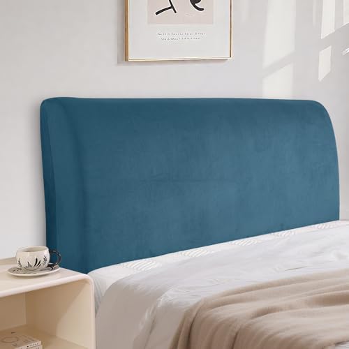 CYCMACO Samt Bett Kopfteil Bezug, Staubdichte Dehnbare Kopfteilbezug, Universell Verdicken Kopfteilbezug Überzug, Weicher, Strecken, Waschbar, Für Schlafzimmerdekoration(200cm, Pfau Blau) von CYCMACO