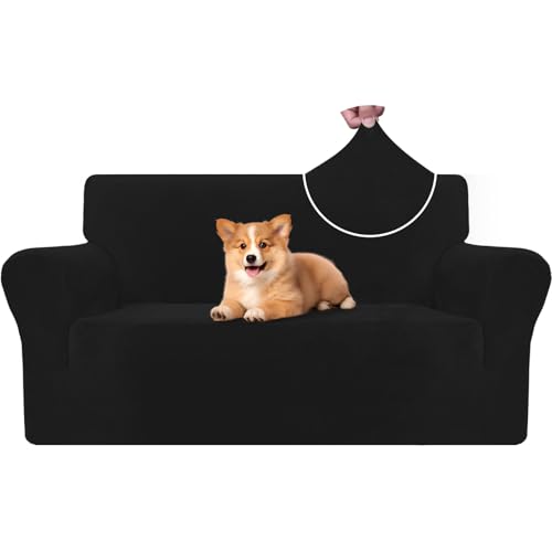 CYCMACO Samt Sofa Überzug 2 Sitzer, Sofabezug Elastische, Couch Überzug Haustier Katze Hunde, Universal Sofa Cover Moderne, Sofahusse Mit Armlehnen, Sofaschoner rutschfest, Schwarz CYCMACO Samt Sofa Überzug 2 Sitzer, Sofabezug Elastische, Couch Überzug Haustier Katze Hunde, Universal Sofa Cover Moderne, Sofahusse Mit Armlehnen, Sofaschoner rutschfest, Schwarz von CYCMACO