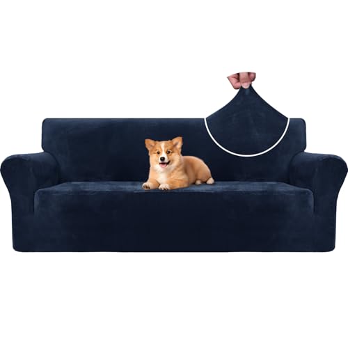 CYCMACO Samt Sofa Überzug 3 Sitzer, Sofabezug Elastische, Couch Überzug Haustier Katze Hunde, Universal Sofa Cover Moderne, Sofahusse Mit Armlehnen, Sofaschoner rutschfest, Dunkel Blau CYCMACO Samt Sofa Überzug 3 Sitzer, Sofabezug Elastische, Couch Überzug Haustier Katze Hunde, Universal Sofa Cover Moderne, Sofahusse Mit Armlehnen, Sofaschoner rutschfest, Dunkel Blau von CYCMACO