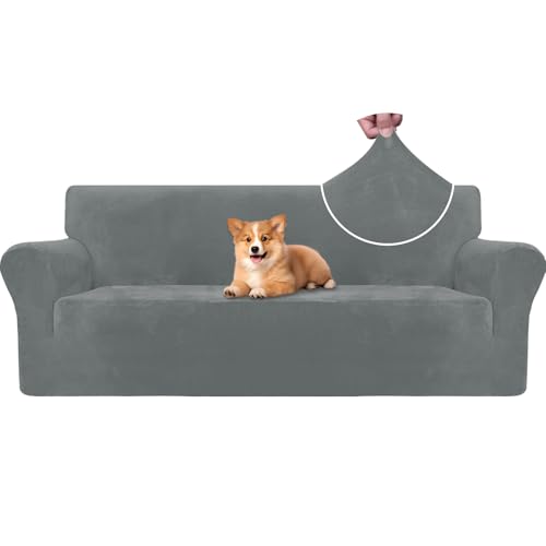 CYCMACO Samt Sofa Überzug 3 Sitzer, Sofabezug Elastische, Couch Überzug Haustier Katze Hunde, Universal Sofa Cover Moderne, Sofahusse Mit Armlehnen, Sofaschoner rutschfest, Hellgrau CYCMACO Samt Sofa Überzug 3 Sitzer, Sofabezug Elastische, Couch Überzug Haustier Katze Hunde, Universal Sofa Cover Moderne, Sofahusse Mit Armlehnen, Sofaschoner rutschfest, Hellgrau von CYCMACO