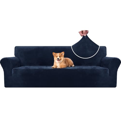 CYCMACO Samt Sofa Überzug 4 Sitzer, Sofabezug Elastische, Couch Überzug Haustier Katze Hunde, Universal Sofa Cover Moderne, Sofahusse Mit Armlehnen, Sofaschoner rutschfest, Dunkel Blau CYCMACO Samt Sofa Überzug 4 Sitzer, Sofabezug Elastische, Couch Überzug Haustier Katze Hunde, Universal Sofa Cover Moderne, Sofahusse Mit Armlehnen, Sofaschoner rutschfest, Dunkel Blau von CYCMACO