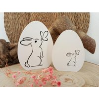 Ostereier Mit Hase in Zwei Größen Zur Dekoration Ostern, Frühling Weiß Aus Raysin von CYCShop