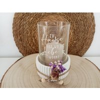 Windlicht | Kerzenglas Kerzenhalter Raysin Mit Glaseinsatz "Zu Hause Ist Wo Die Liebe Wohnt" Dekoration von CYCShop