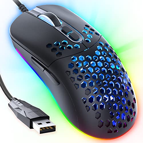 CYD C306 kabelgebundene RGB Gaming Mouse, USB 3.0-Maus mit seitlichen Tasten, Gaming Mouse mit ergonomischem Design, programmierbarer Gaming Maus, Snap-Change-Tracking & Shootout-Gaming Maus-DPI 7200 von CYD