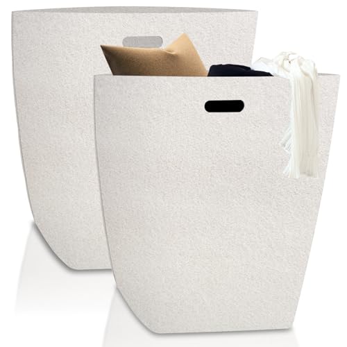 CYEER 2 Stück Wäschekorb Faltbar 90L, 39x35x68CM Wäschekörbe, Wäschekorb Groß, Verdicktes Waschbehälter für Schlafzimmer, Badezimmer(Beige) von CYEER