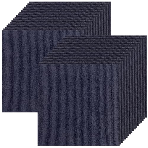 CYEER 36 Stück Teppichfliesen Selbstklebend 30x30CM, Teppich Fliesen, Teppich Selbstklebend, Teppichfliesen Weich, Auslegware Teppichboden für Haus, Büro(Dunkelblau) von CYEER