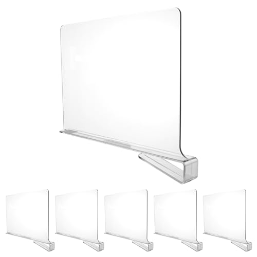 CYEER 6 Stück Transparente Regaltrenner, Kleiderschrank Regalteiler Acryl-Regal-Trennwände, Multifunktionale Regalteiler für schränke, Kleiderschrank, Küche, Bücherregal von CYEER