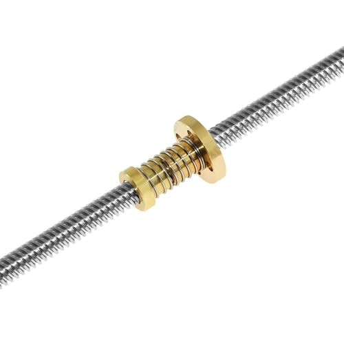 Spindelsteigung 1 mm 2 mm Steigung Tr8x2 Trapezgewinde-Leitspindel T8-Leitspindel mit T8 Anti-Backlash-Federlastmutter Wellenmutter (Color : 300mm, Size : Pitch 1mm Lead 1mm) von CYFANG
