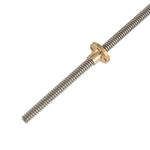 Spindelsteigung T8x2 304 Edelstahlschraube T8 Leitspindel mit Messingmutter 2 mm Steigung 2 mm 4 mm 8 mm Blei Trapezgewinde Schraubstange Wellenmutter (Color : Pitch 2mm Lead 2mm, Size : 600mm with von CYFANG