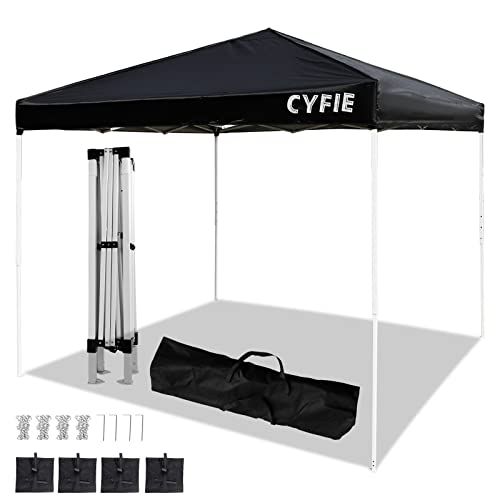 CYFIE Pavillon 3x3m, Faltpavillon für 4-8 Personen, wasserdicht UV-Schutz 50+, Pop Up Pavillon Faltbar Für Picknick, Camping, Strand, Hochzeit, kommerzielle Aktivitäten (Schwarz) von CYFIE