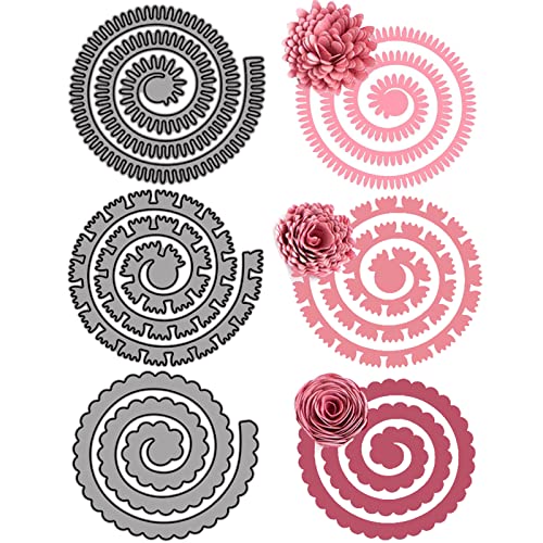 3 Stück 3D-Blumen-Spiral-Metall-Stanzformen für DIY Scrapbooking Prägeschablone Stanzform Kunst Handwerk Rose Metall Stanzformen für Papier Basteln Handwerk Kunst von CYFUN DESIGN
