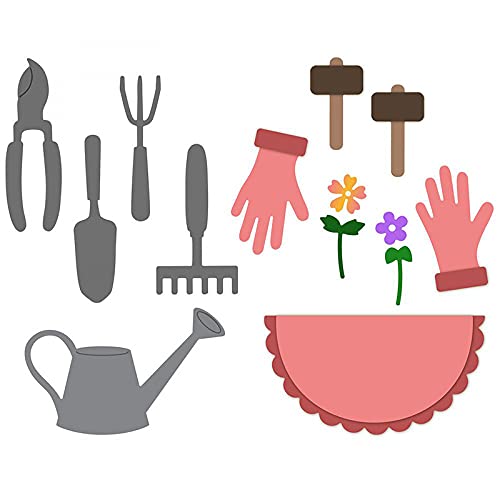 Gartenwerkzeug Stanzformen für die Kartenherstellung Handschuhe Gießkannen Blumen Stanzformen Metall für DIY Scrapbooking Papierkartenbasteln Kunsthandwerk Prägeschablone Stanzformen Stanzschablone von CYFUN DESIGN