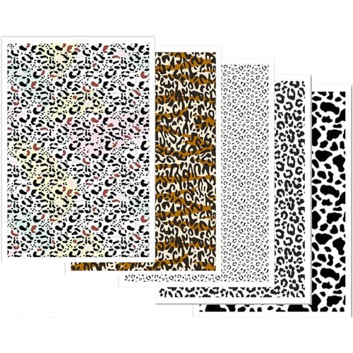 Transferpapier für Ohrringe, Schmuck, 5 Leoparden-Designs, 10 Blatt Polymer-Ton-Transferpapier, wasserlösliche Aufkleberbögen für Ton-Ohrringe, Schmuckherstellung, 10 Stück von CYFUN DESIGN