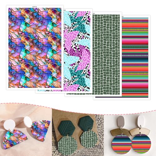 Transferpapier für Ohrringe und Polymerton, Streifenmuster, wasserlöslich, Transferfolie für Polymerton, DIY, Kunst, Handwerk, Schmuck, Ohrringe, 14 x 8 cm, 20 Blatt Transferpapier für Ohrringe und Polymerton, Streifenmuster, wasserlöslich, Transferfolie für Polymerton, DIY, Kunst, Handwerk, Schmuck, Ohrringe, 14 x 8 cm, 20 Blatt von CYFUN DESIGN