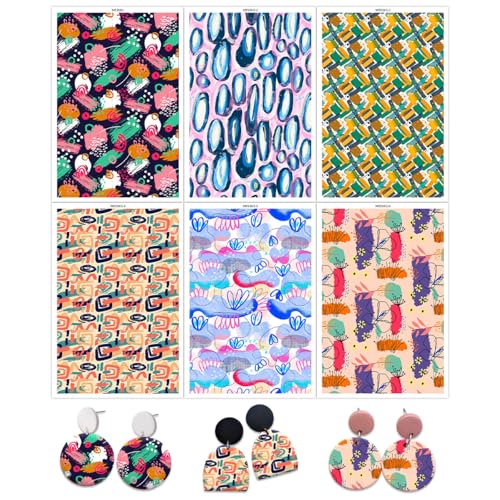 Transferpapier für Polymerton, unregelmäßige abstrakte Grafikmuster, Ton-Transferbögen, wasserlösliche Polymer-Ton-Transferblätter für DIY-Schmuckherstellung, Ohrringe, 14 x 8 cm, 6 Stück Transferpapier für Polymerton, unregelmäßige abstrakte Grafikmuster, Ton-Transferbögen, wasserlösliche Polymer-Ton-Transferblätter für DIY-Schmuckherstellung, Ohrringe, 14 x 8 cm, 6 Stück von CYFUN DESIGN